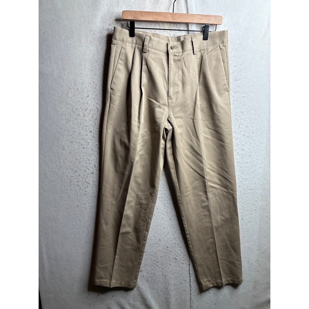 Dockers Mens Individual Fit Pleated Khaki Pants Tan 33x32 404438176